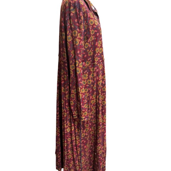 Natural Life Christa Midi Dress Floral Cranberry Cotton Boho NWT XL - Picture 6 of 10